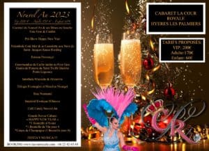 menu du nouvel an 2023 Cabaret Hyères toulon var